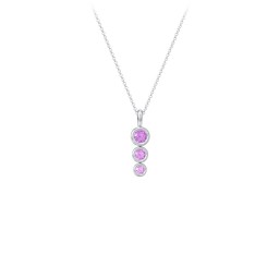 Generations 3-Stone Bezel Set Mother's Necklace in 925 Sterling Silver with Amethyst