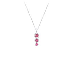 Generations 3-Stone Bezel Set Mother's Necklace in 925 Sterling Silver with Ruby