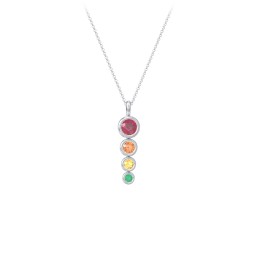 Generations 4-Stone Bezel Set Mother's Necklace in 925 Sterling Silver with Ruby, Orange Sapphire, Citrine, and Emerald