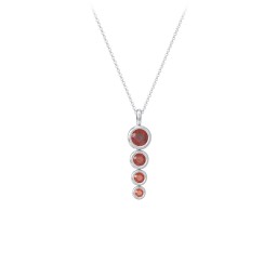 Generations 4-Stone Bezel Set Mother's Necklace in 925 Sterling Silver with Garnet