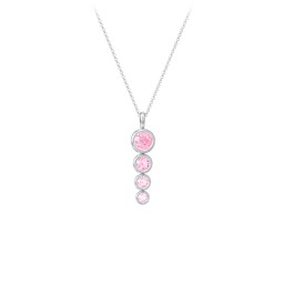 Generations 4-Stone Bezel Set Mother's Necklace in 925 Sterling Silver with Pink Tourmaline