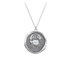 Engravable Cancer Zodiac Medallion Necklace – 18K Gold Plated Silver