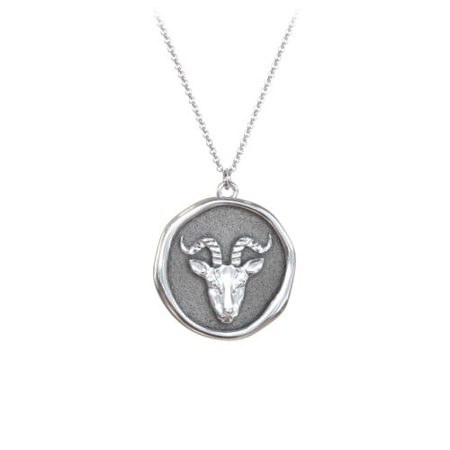 Engravable Capricorn Zodiac Medallion Necklace