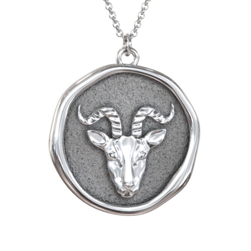 Engravable Capricorn Zodiac Medallion Necklace – Sterling Silver
