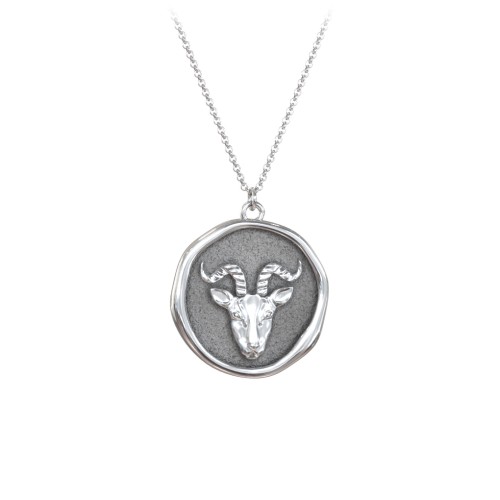Engravable Capricorn Zodiac Medallion Necklace – Sterling Silver