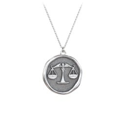 Engravable Libra Zodiac Medallion Necklace