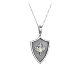 Maple Leaf Hero Shield Pendant with Gemstone