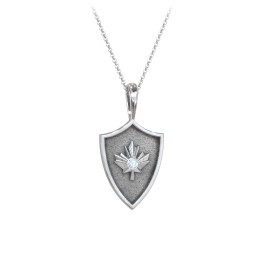 Maple Leaf Hero Shield Pendant with Gemstone