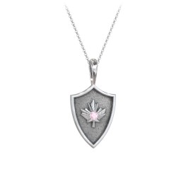 Maple Leaf Hero Shield Pendant with Gemstone