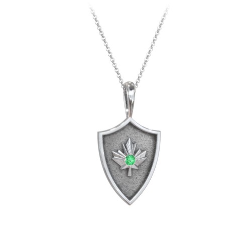 Maple Leaf Hero Shield Pendant with Gemstone