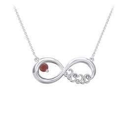 2020 Graduation Infinity Pendant With Gemstone in 925 Sterling Silver with Garnet