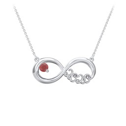 2020 Graduation Infinity Pendant With Gemstone in 925 Sterling Silver with Garnet