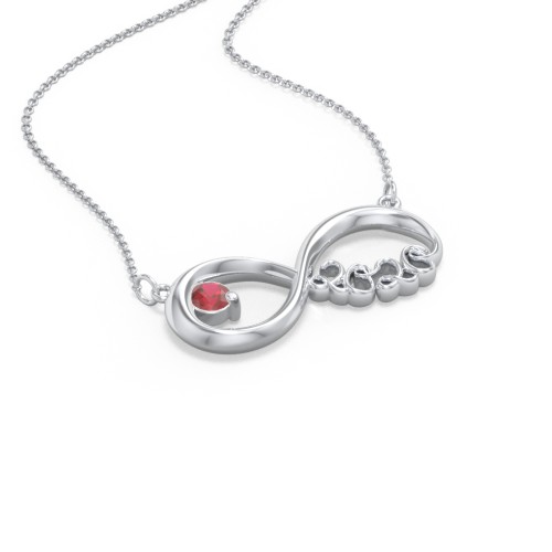 2020 Graduation Infinity Pendant With Gemstone – Sterling Silver with Garnet