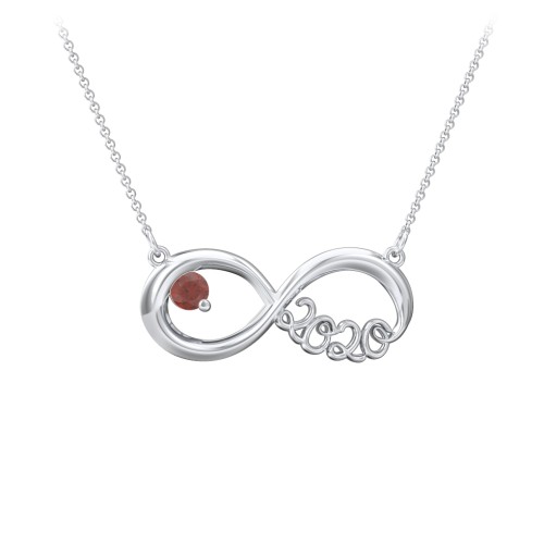 2020 Graduation Infinity Pendant With Gemstone – Sterling Silver with Garnet