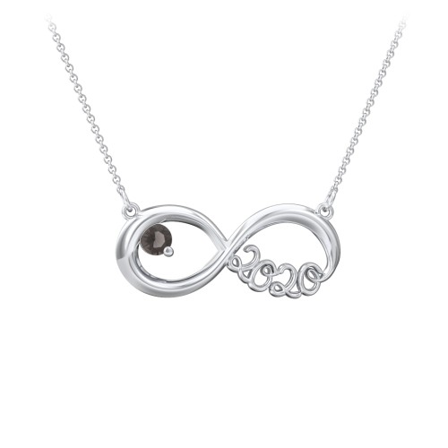 2020 Graduation Infinity Pendant With Gemstone – Sterling Silver with Smokey Quartz