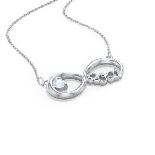 2021 Graduation Infinity Pendant With Gemstone – Sterling Silver with Aquamarine