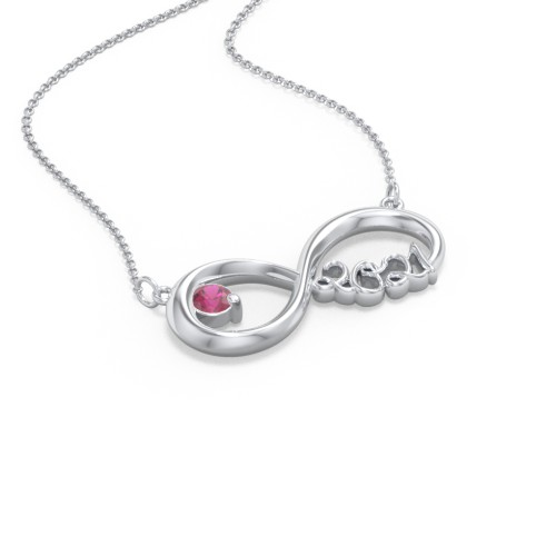 2021 Graduation Infinity Pendant With Gemstone – Sterling Silver with Ruby