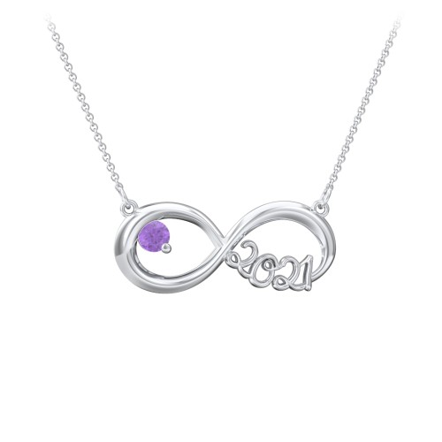 2021 Graduation Infinity Pendant With Gemstone – Sterling Silver with Amethyst