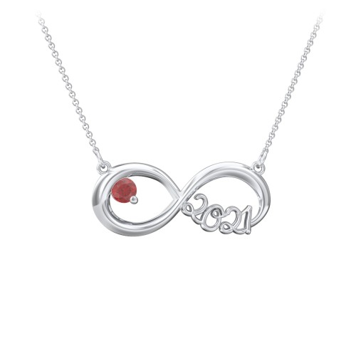 2021 Graduation Infinity Pendant With Gemstone – Sterling Silver with Garnet