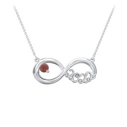 2022 Graduation Infinity Pendant With Gemstone in 925 Sterling Silver with Garnet