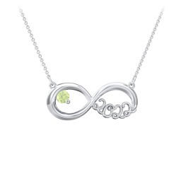 2022 Graduation Infinity Pendant With Gemstone in 925 Sterling Silver with Peridot