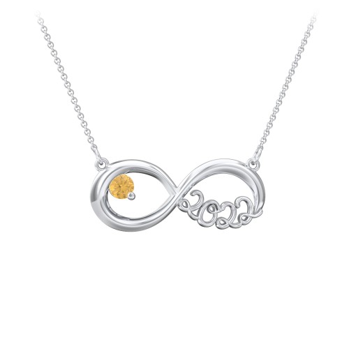 2022 Graduation Infinity Pendant With Gemstone – Sterling Silver with Citrine