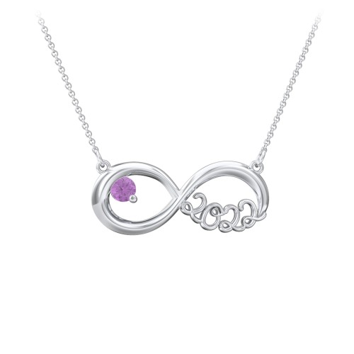 2022 Graduation Infinity Pendant With Gemstone – Sterling Silver with Amethyst