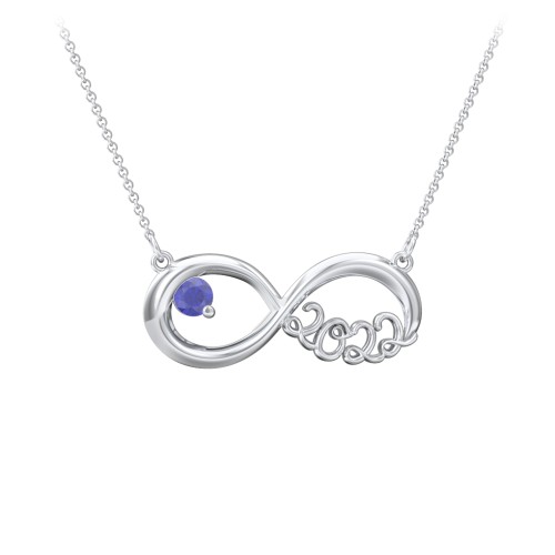 2022 Graduation Infinity Pendant With Gemstone – Sterling Silver with Blue Sapphire