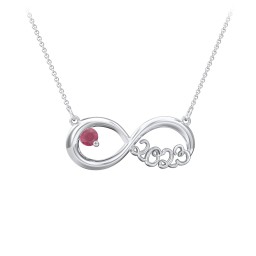 2023 Graduation Infinity Pendant With Gemstone in 925 Sterling Silver with Ruby