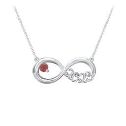 2023 Graduation Infinity Pendant With Gemstone in 925 Sterling Silver with Garnet