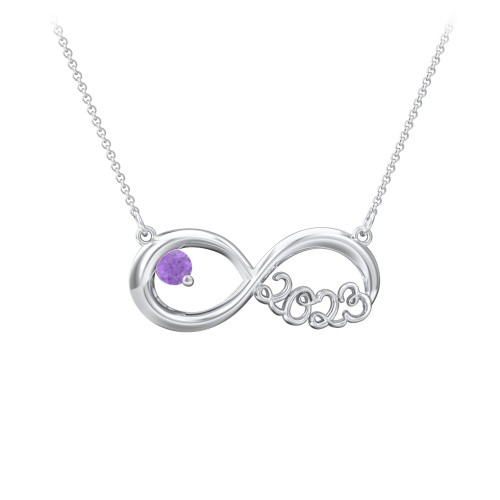 2023 Graduation Infinity Pendant With Gemstone – Sterling Silver with Amethyst