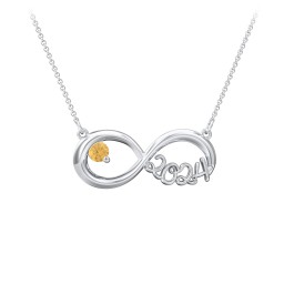 2024 Graduation Infinity Pendant With Gemstone in 925 Sterling Silver with Citrine