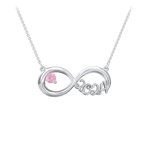 2024 Graduation Infinity Pendant With Gemstone – Sterling Silver with Pink Tourmaline