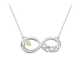 2025 Graduation Infinity Pendant With Gemstone in 925 Sterling Silver with Peridot