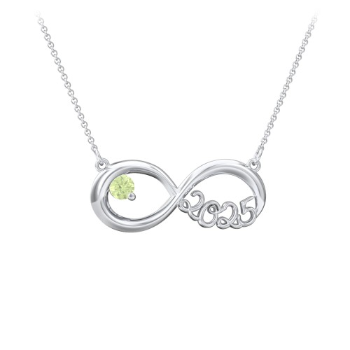 2025 Graduation Infinity Pendant With Gemstone – Sterling Silver with Peridot