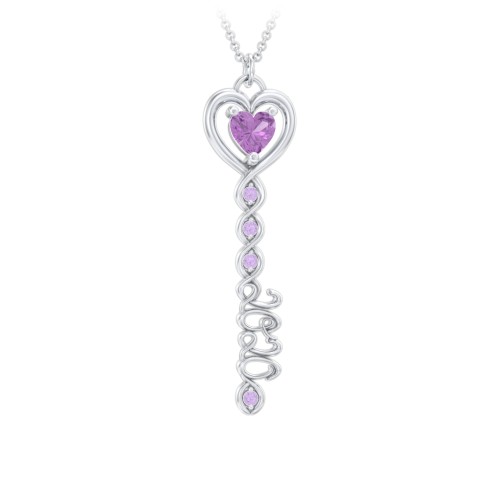 2020 Glamour Infinity Key Pendant – Sterling Silver with Amethyst and Amethyst Premium Zirconia