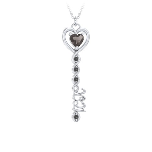 2021 Glamour Infinity Key Pendant – Sterling Silver with Smokey Quartz and Black Premium Zirconia