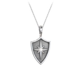 Starburst Hero Shield Pendant with Gemstone