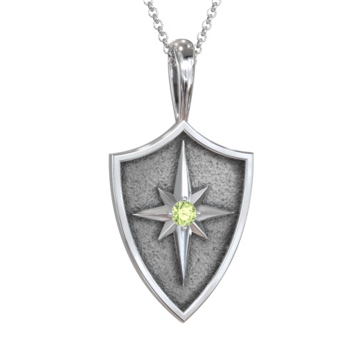 Starburst Hero Shield Pendant with Gemstone
