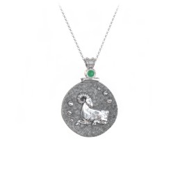 Engravable Aries Zodiac Medallion With Accent