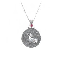 Engravable Aries Zodiac Medallion With Accent
