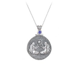 Engravable Gemini Zodiac Medallion With Accent