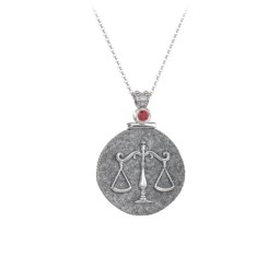 Engravable Libra Zodiac Medallion With Accent