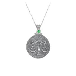 Engravable Libra Zodiac Medallion With Accent