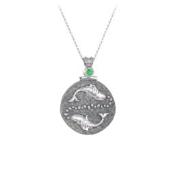 Engravable Pisces Zodiac Medallion With Accent