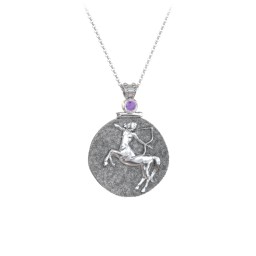 Engravable Sagittarius Zodiac Medallion Necklace