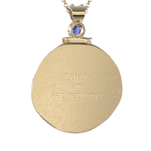 Engravable Sagittarius Zodiac Medallion Necklace – 18K Gold Plated Silver with Blue Sapphire