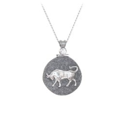 Engravable Taurus Zodiac Medallion With Accent