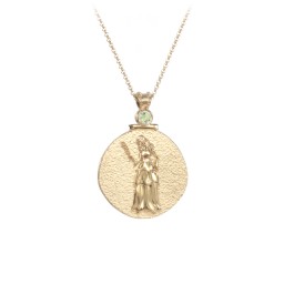 Engravable Virgo Zodiac Medallion With Accent in 18K Gold Plated Silver with Peridot
