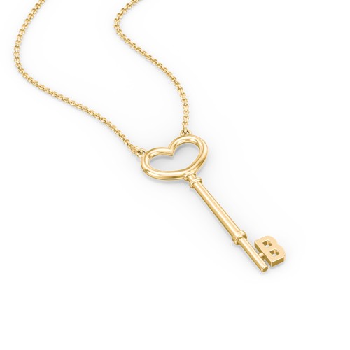 Initial Heart Key Necklace - B – 10K Yellow Gold